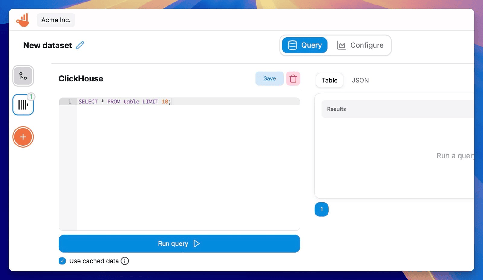 استعلام ClickHouse SQL في Chartbrew