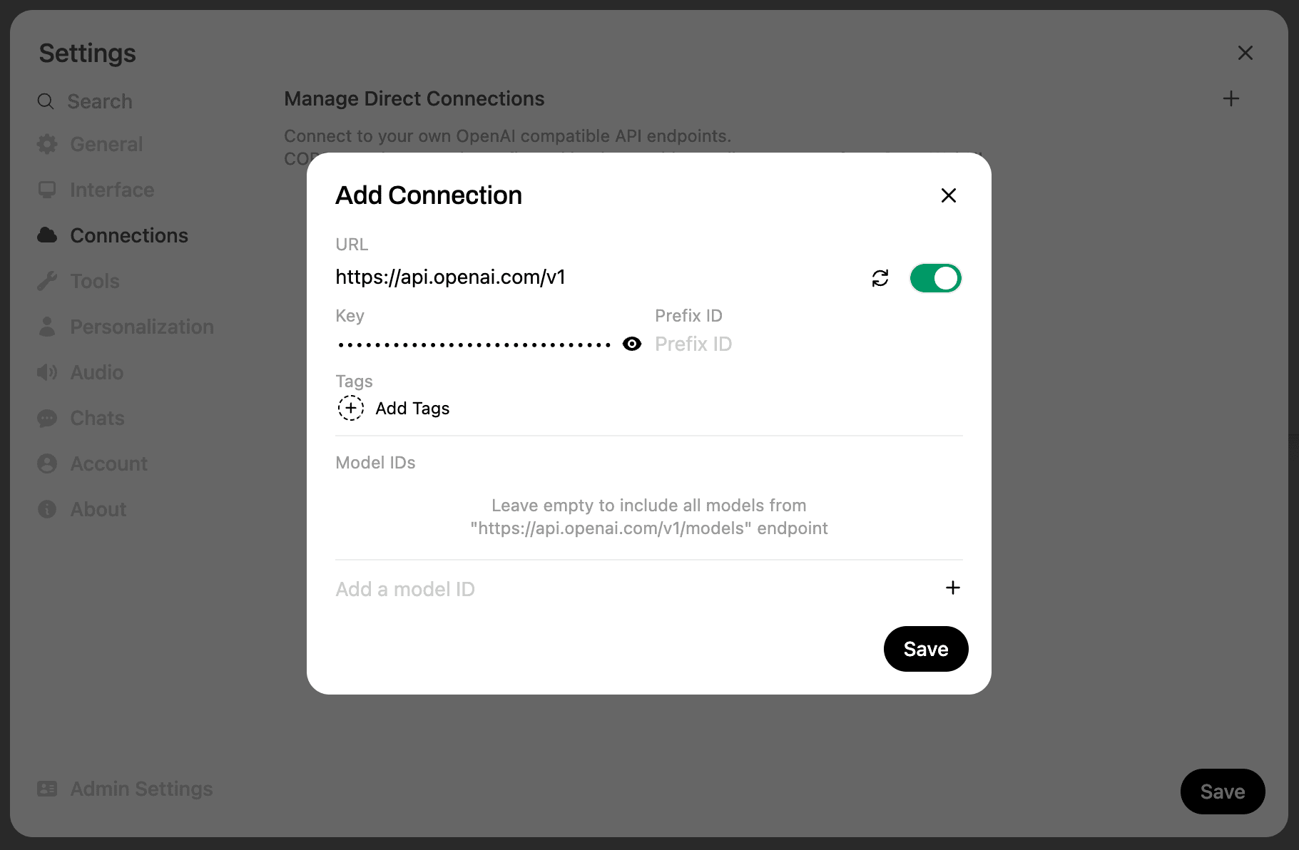 Open WebUI - Adicionar OpenAI como conexão
