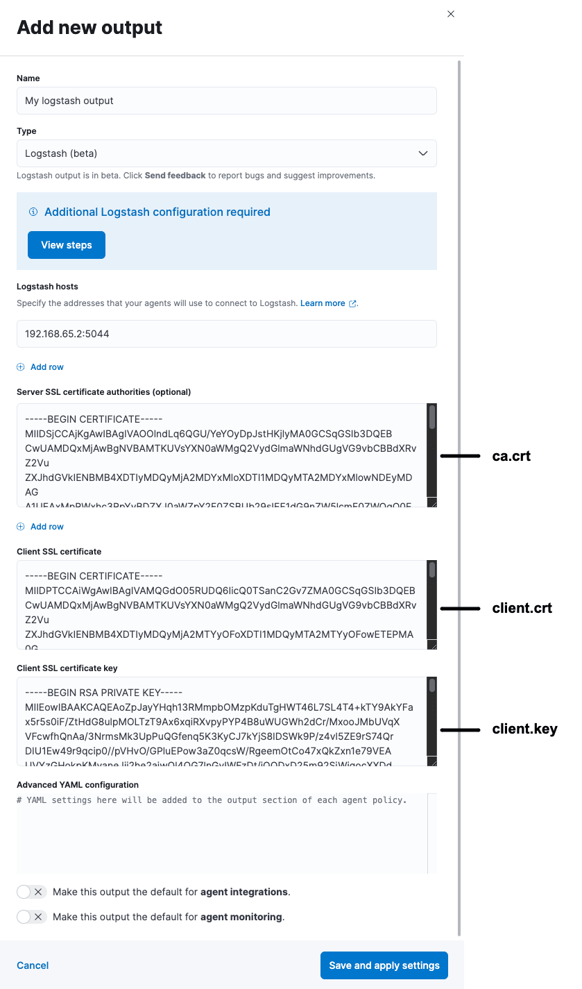إضافة مخرج Logstash